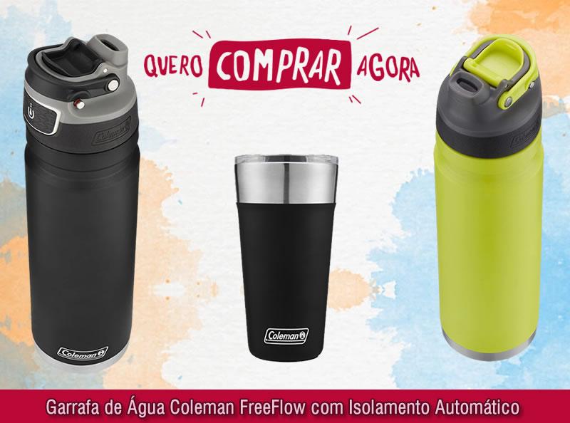 Garrafa de Água Coleman FreeFlow com Isolamento Automático de Aço Inoxidável